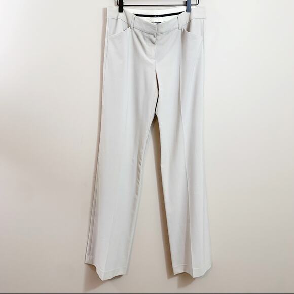 Theory Wool Blend Mark B Palisade Light Oat Wide Leg Trousers - Picture 1 of 6
